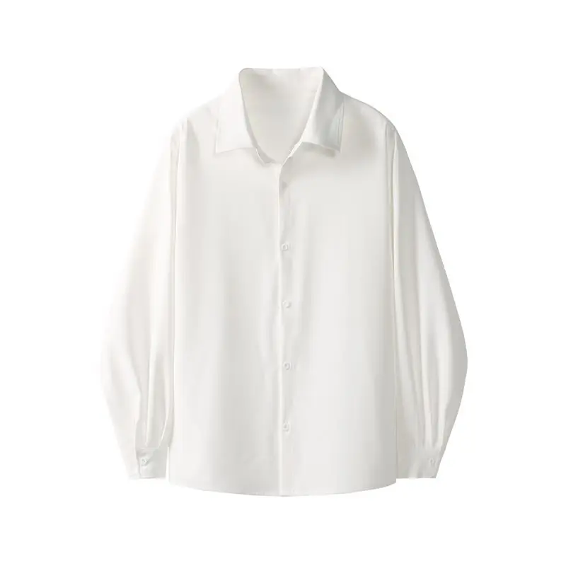 

White Long Sve Loose Fit Men's irt Casual Sle Open Cardigan Outerwear Large Size Top Simple High-End Feeling Autumn Trend