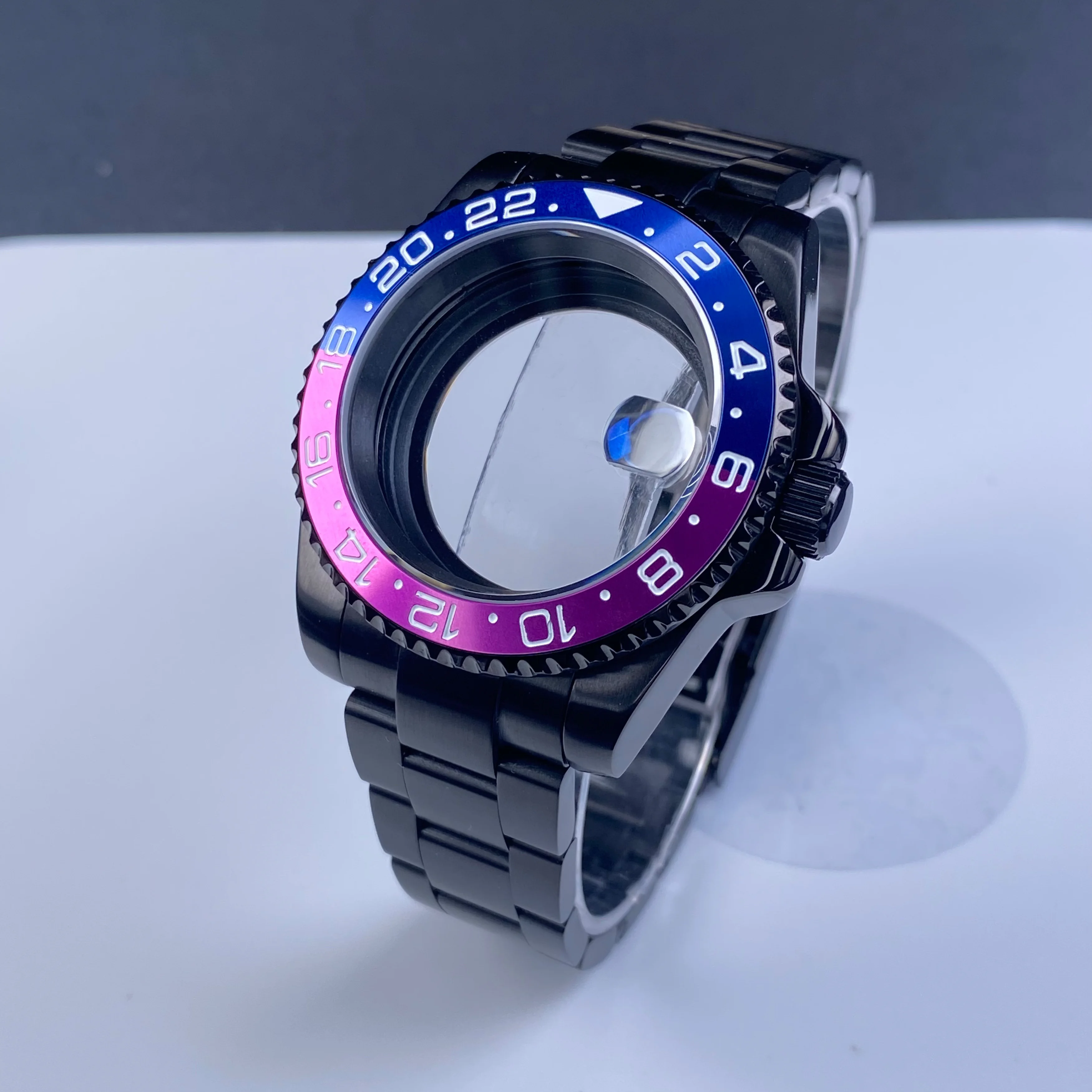 NH35 Black 40mm Sapphire Watch Case Fit NH34 NH35 NH36 Movement Ceramic Bezel 28.5mm Date Dial 20mm President Strap