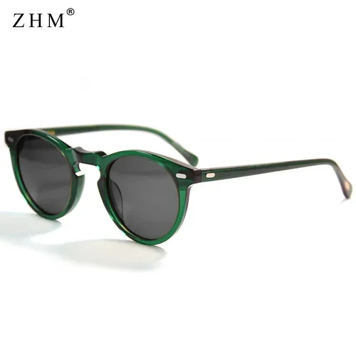 Imagen 1 del producto Nuevas gafas de sol polarizadas Retro para hombres y mujeres, gafas de sol redondas pequeñas a la moda para hombre y mujer, gafas de sol Vintage literarias para conducir