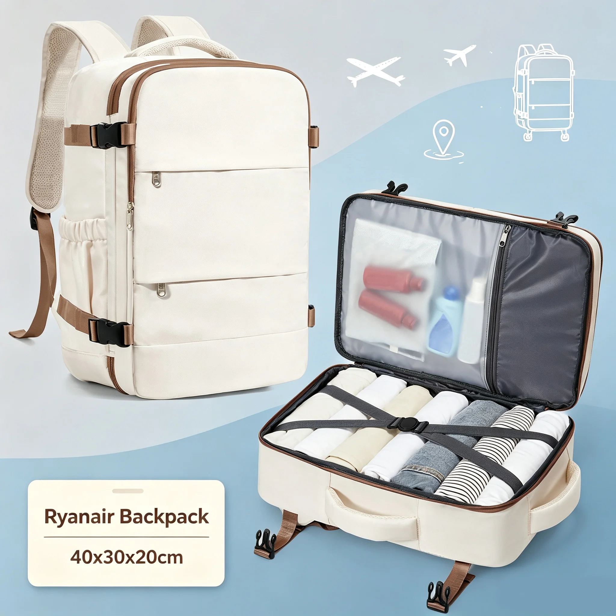Ryanair Backpack 40x30x20 Carry-on Luggage Wizzair Easyjet Travel Backpack Cabin Airplane Backpack Laptop Backpack for Women Men