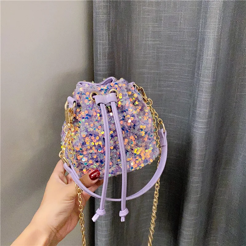 New Shoulder Bag Bucket Bag Purses and Handbags Fashion Trend Personality Sequin Chain Women\'s Bag Crossbody Handbags for Travel