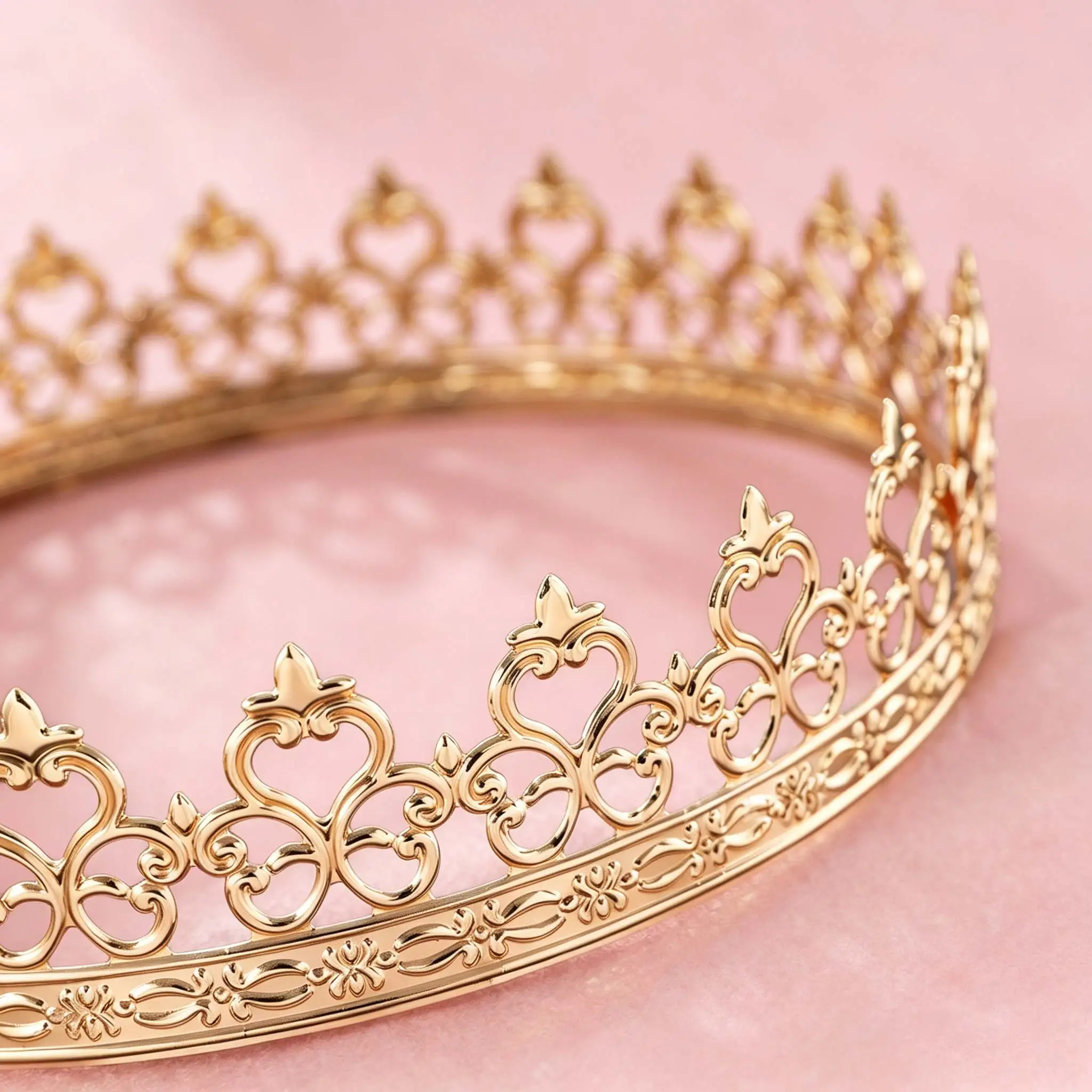 Vintage-style heart-shaped filigree full-round crown/king's headpiece—suitable for weddings, banquets, proms, and royal-themed p image 3