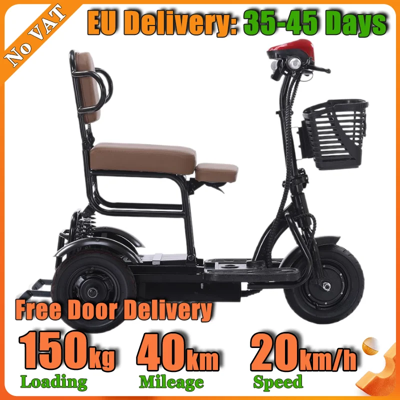 10*2.5 Wide Tire Mobility Scooter Energy-saving 500W Front Hub Motor 3Wheel Scooter For School Pick-up Grocery & Leisure Outings
