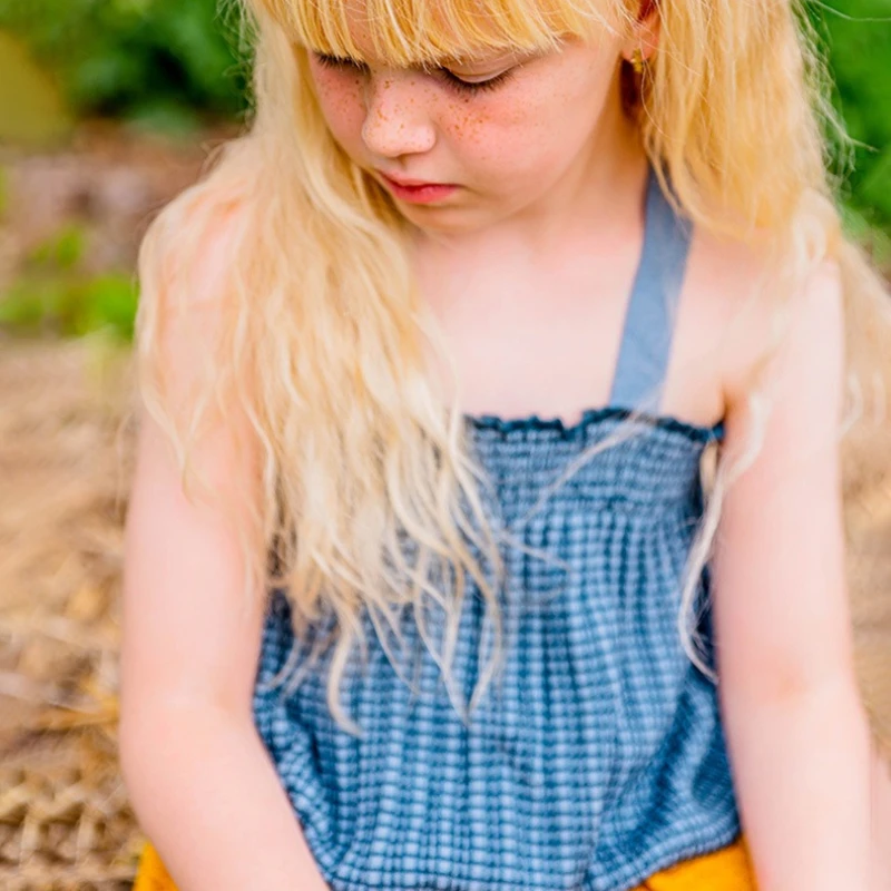 

Вязаный комплект из 2 предметов для маленьких девочек: топ без рукавов в клетку + широкие брюки, детский повседневный наряд на весну-лето, цвета бирюзовый/коричневый