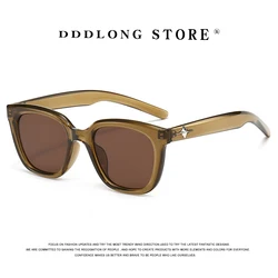 DDDLONG moda Retro kwadratowe okulary przeciwsłoneczne damskie męskie okulary przeciwsłoneczne klasyczny Vintage UV400 odcienie na zewnątrz D325