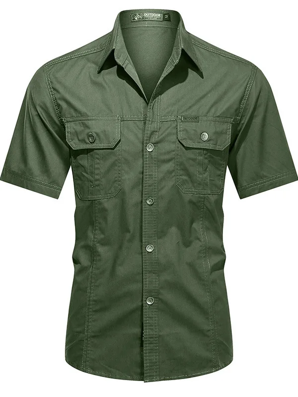 

Loose Fit Men's Outdoor Lapel irt Breathable Polyester Fiber ort Sve Casual Sle Polyester Fiber Summer irt