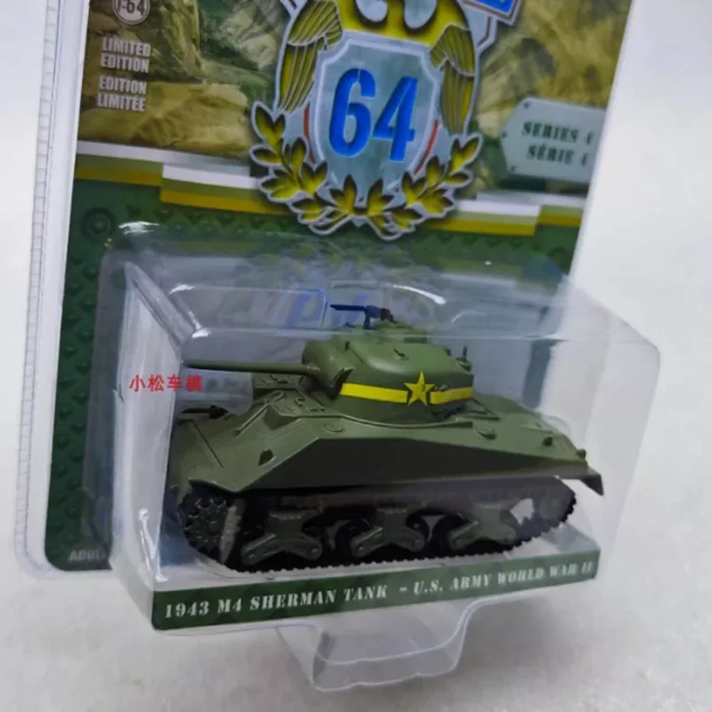 Greenlight diecast escala 1:64 1943 m4 sherman tanque liga simulação modelo de carro decoração estática brinquedos de presente colecionáveis