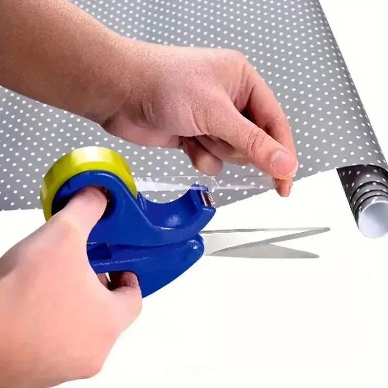 مقص مكتب موزع الشريط الجديد متعدد الأغراض مع شريط شفاف لقص الخياط آمن محمول DIY قاطع الورق للمنزل. #3