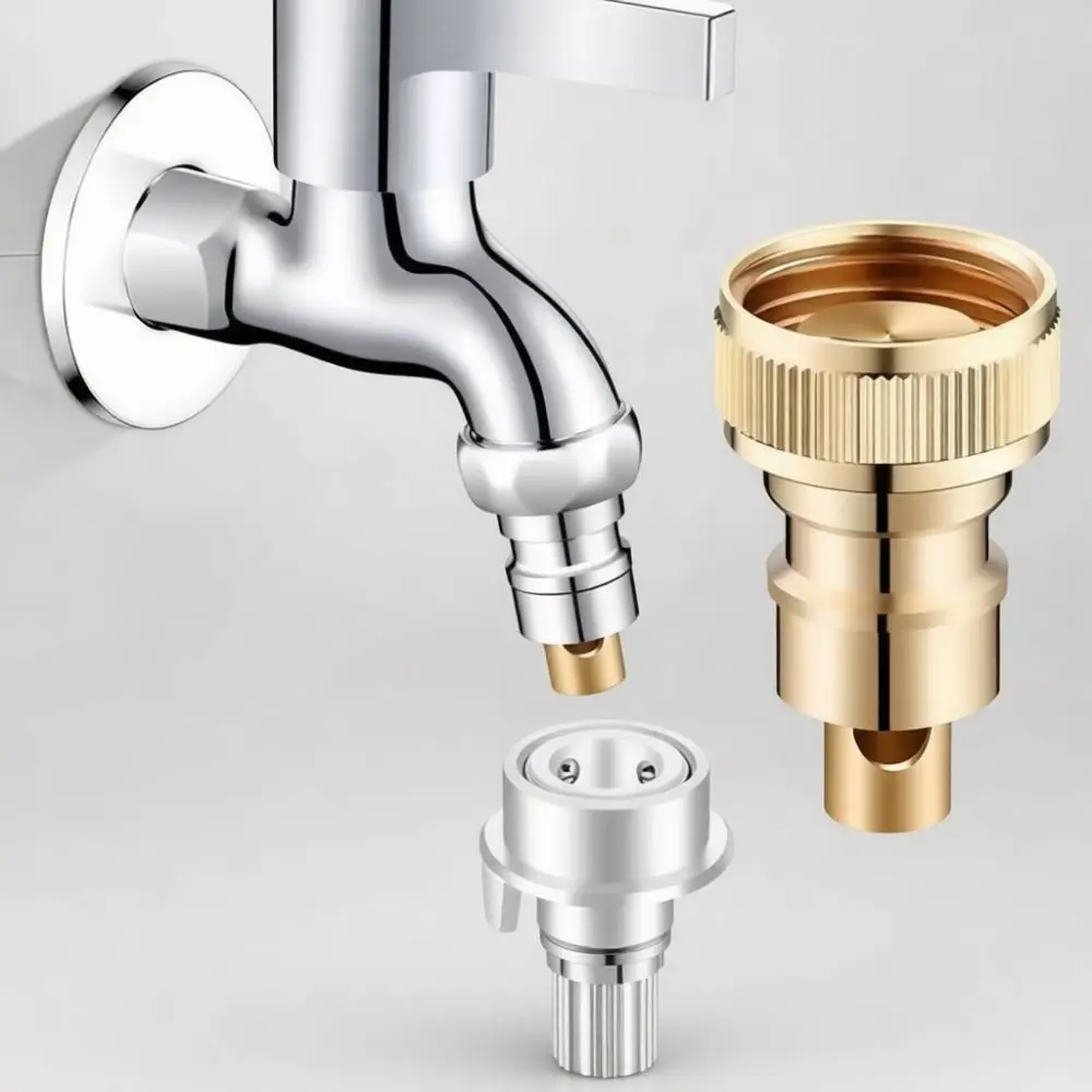 Universal Washing Machine Tap Adapter Automatic Stop Water Valve Anti Leak Hose Connector Copper Plated Plumbing Parts