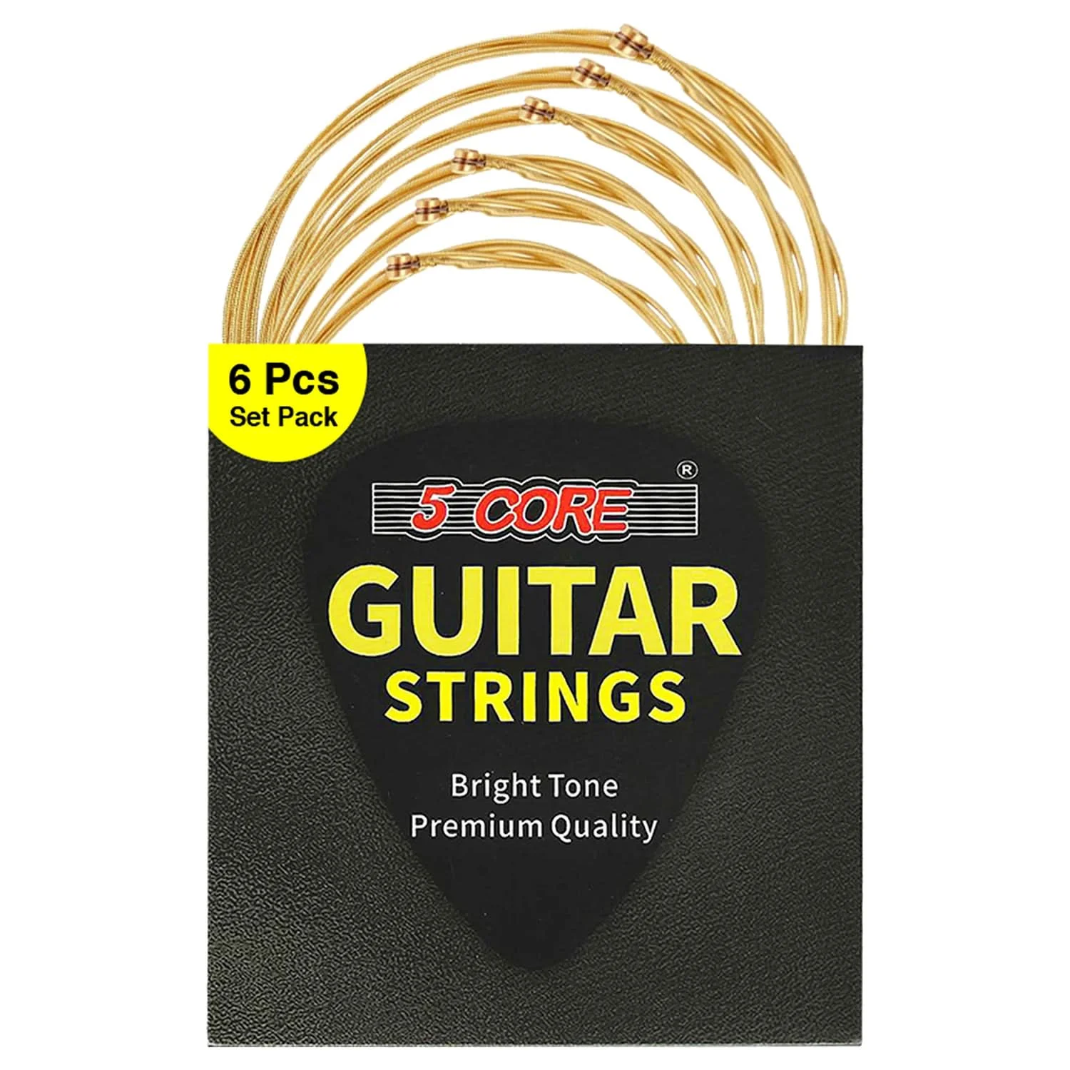 

5 Core Acoustic Guitar 6 String Set Medium Gauge Steel Carbon Core Bright Powerful Tone Heavy Duty