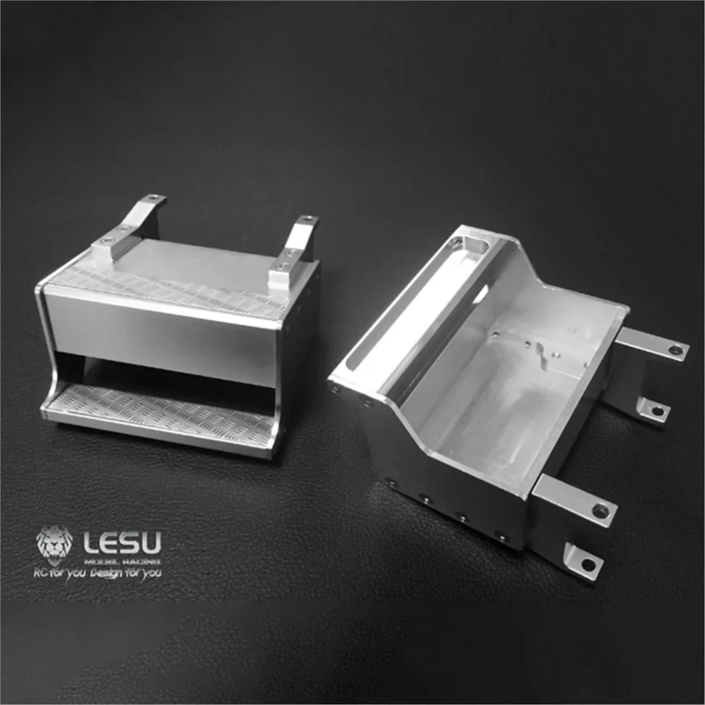 Lesu caixa de ferramentas de metal, estoque nos eua, para 1/14 tamiya rc, trator, caminhão, veículos de engenharia, atualização, modelo de carro, peças de brinquedos