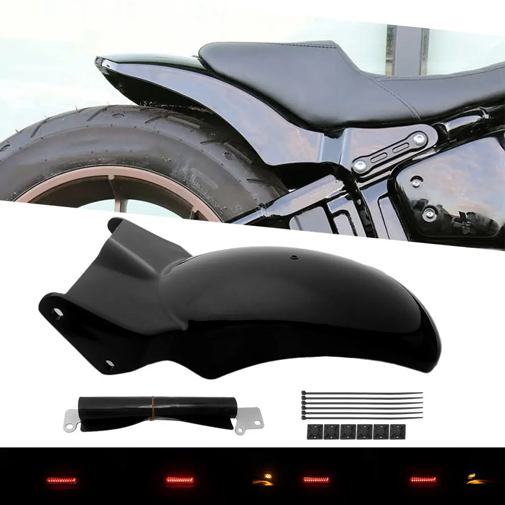 Vivid Black Rear Fender Motorcycle For Harley Softail Low Rider Street Bob 114 Standard Sports Glide 2018-2026 Short Mudguard