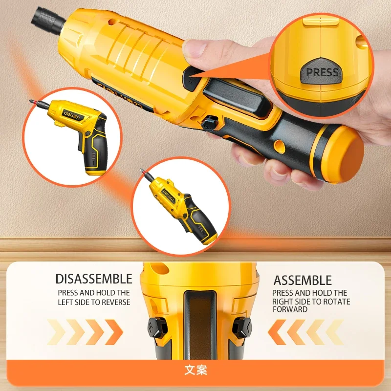DELI 30pcs 4v Cordless Electric Screwdriver Set with Wrench Socket Household Electric Driver Screwdriver High Torque Power Drill
