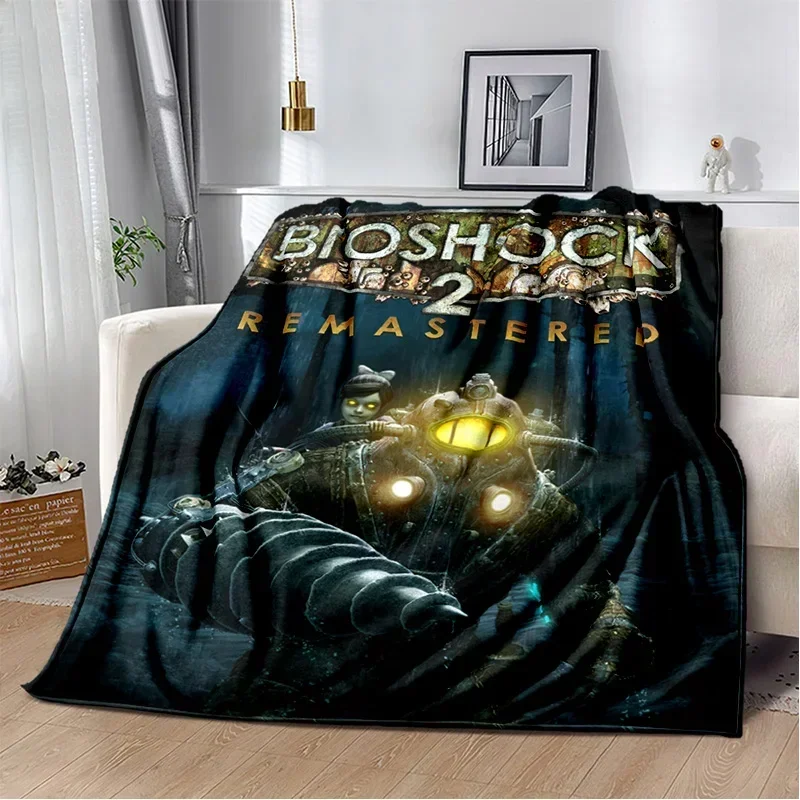 

3D Retro BioShock Game Gamer Blanket,Soft Throw Blanket for Home Bedroom Bed Sofa Picnic Travel Office Rest Cover Blanket Kids