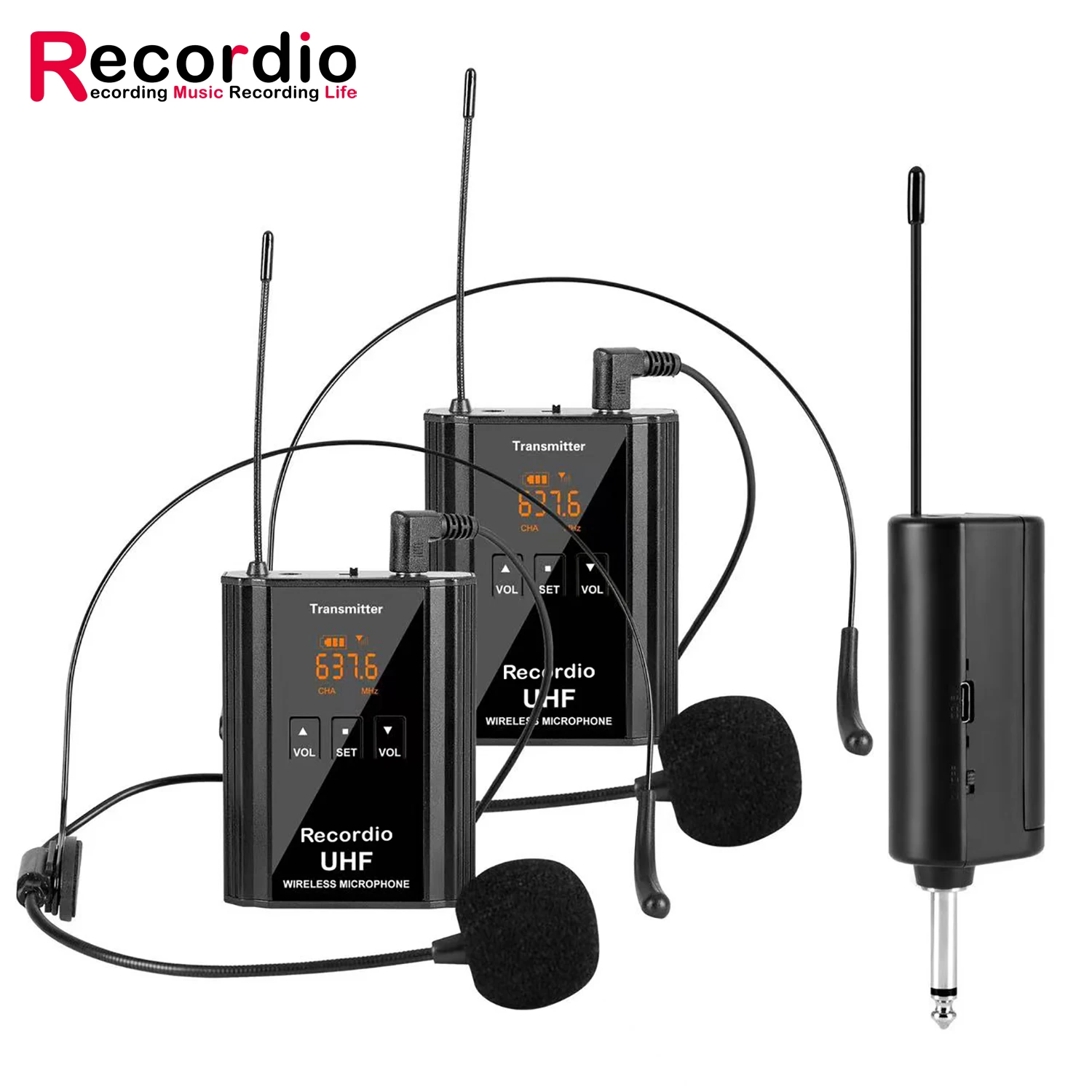 GAW-107B Double Mark Wireless Microphone Portable Receiver Built-in 5-speed Volume Adjustment Wireless Microphone