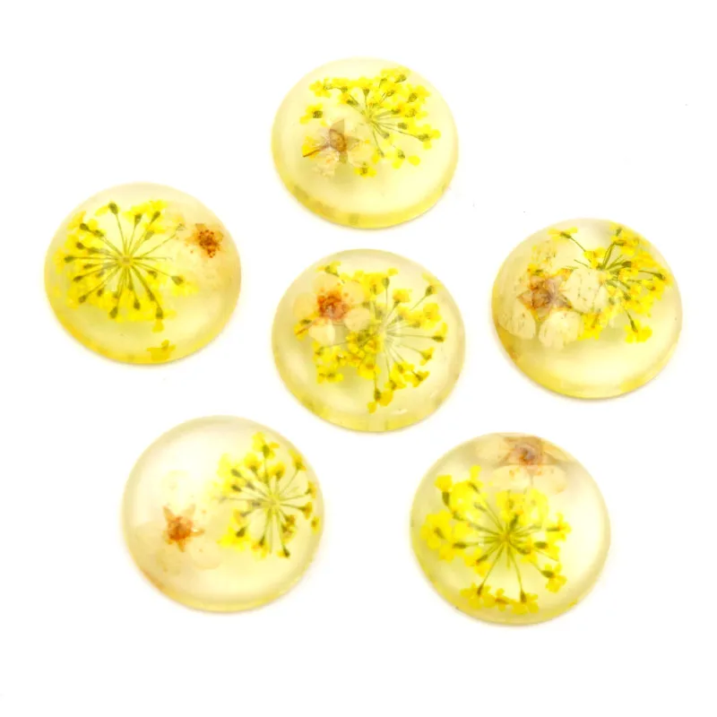 New Fashion 10pcs Fit 20mm Blue White Yellow Green Pink Purple Natural Dried Chrysanthemum Flowers Cabochons Cameo