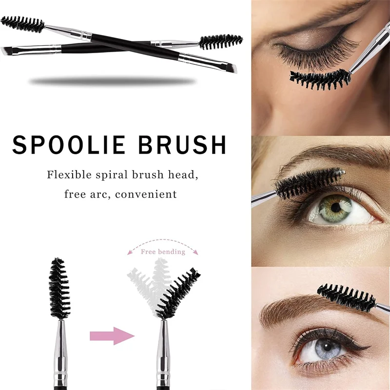 10/5pcs Double-headed Eyelash Brush Eyebrow Comb Eyebrow Brush 2 in 1 Eyebrow Flat Angled Make Up Brush Comb Double Ended Tools