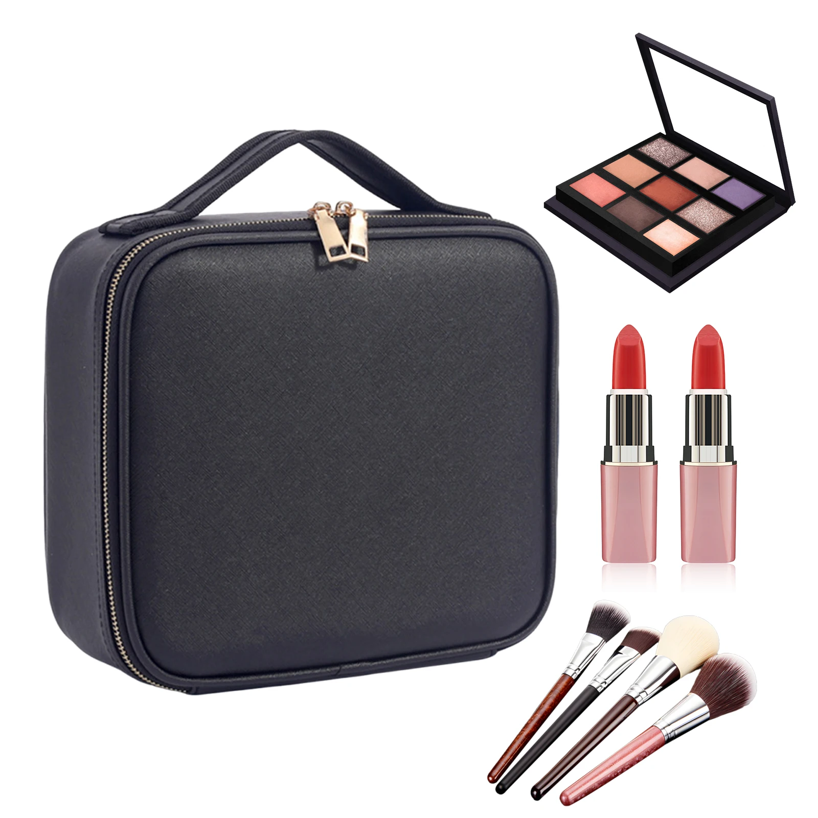 

Нейлоновая дорожная косметичка с регулируемым разделителем для женщин (черная)