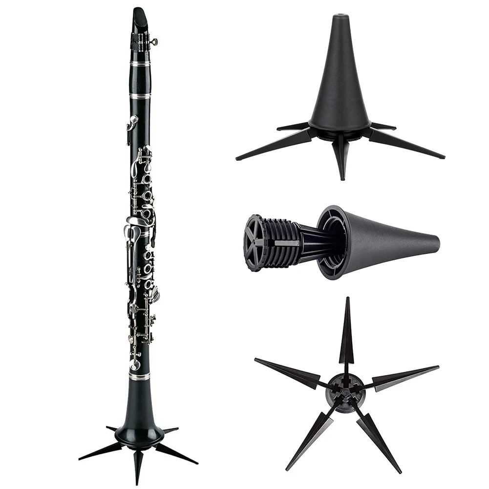 Clarinet Portable Stand Holder Support with 5 Legs Base Multifunctional for A and B Clarinets Black Accessories