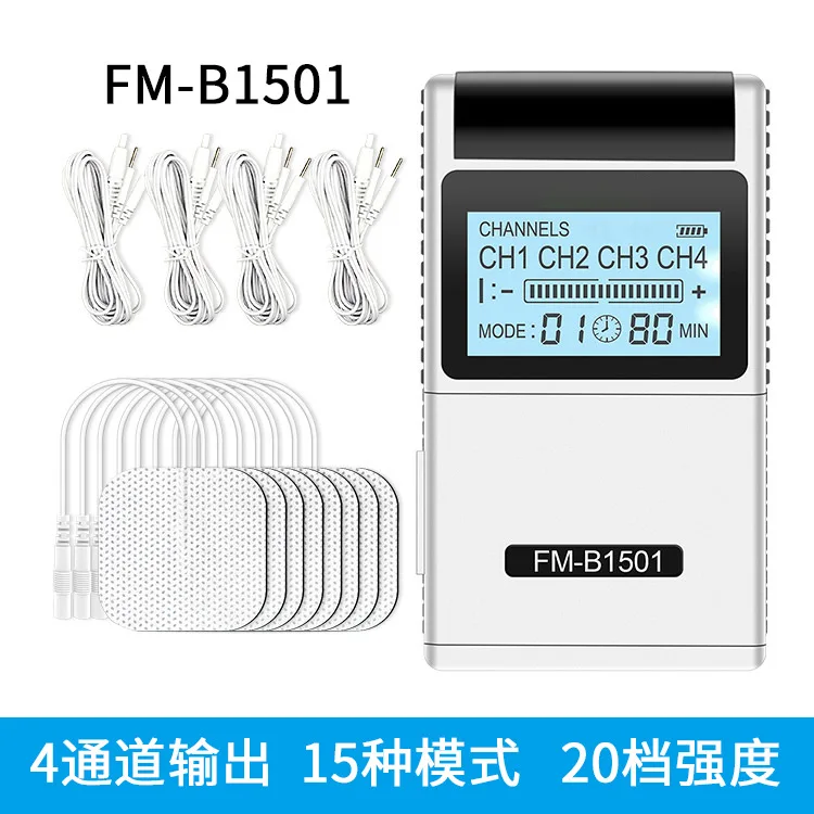 FDA 510K 4-Channel TENS EMS Muscle Stimulator 15 Modes Low Frequency Pulse Electric Physiotherapy Massager Body Pain Relief