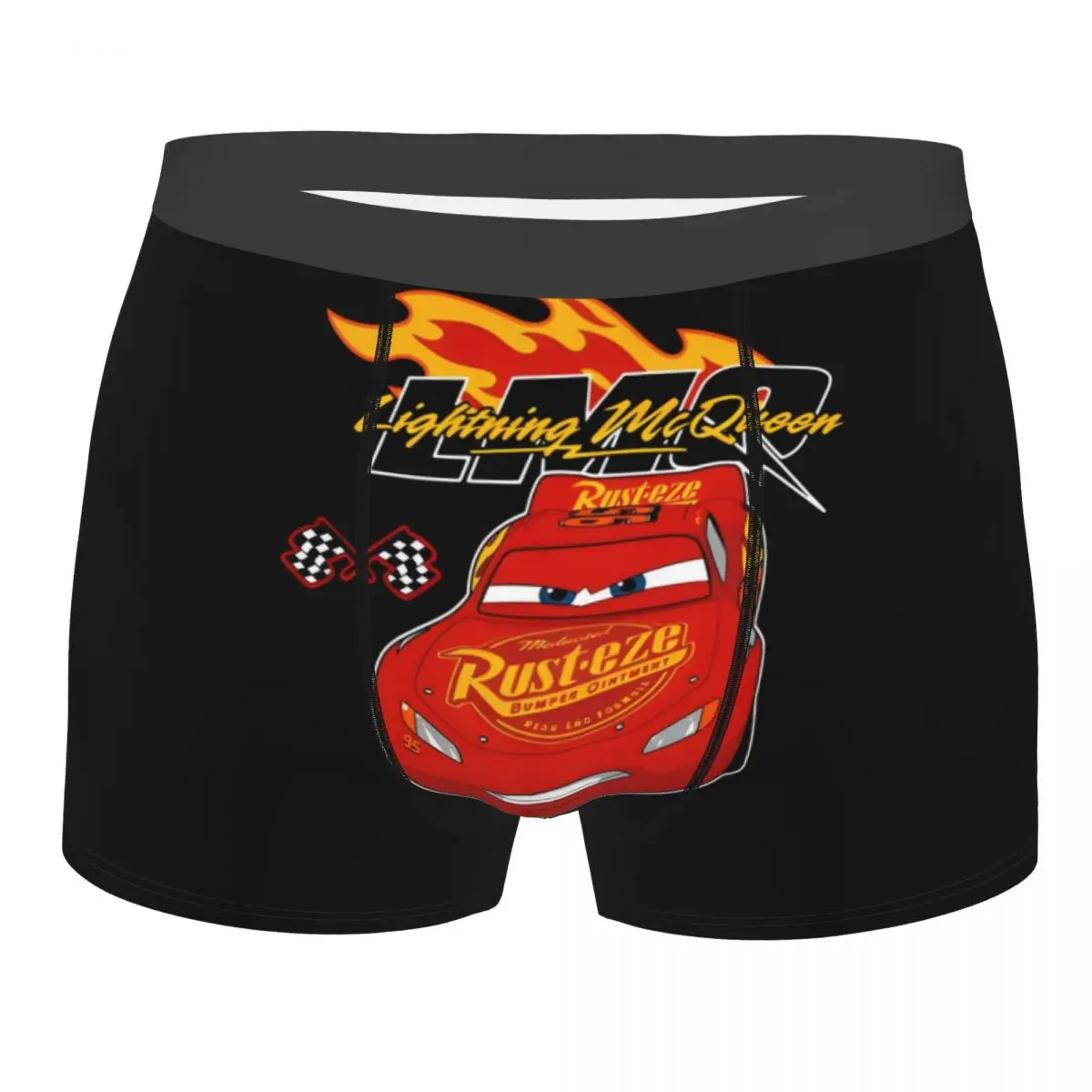 Custom Retro   Lightning McQueen Car Underwear Men Breathable Cartoon Boxer Briefs Shorts Panties Soft Underpants For Homme