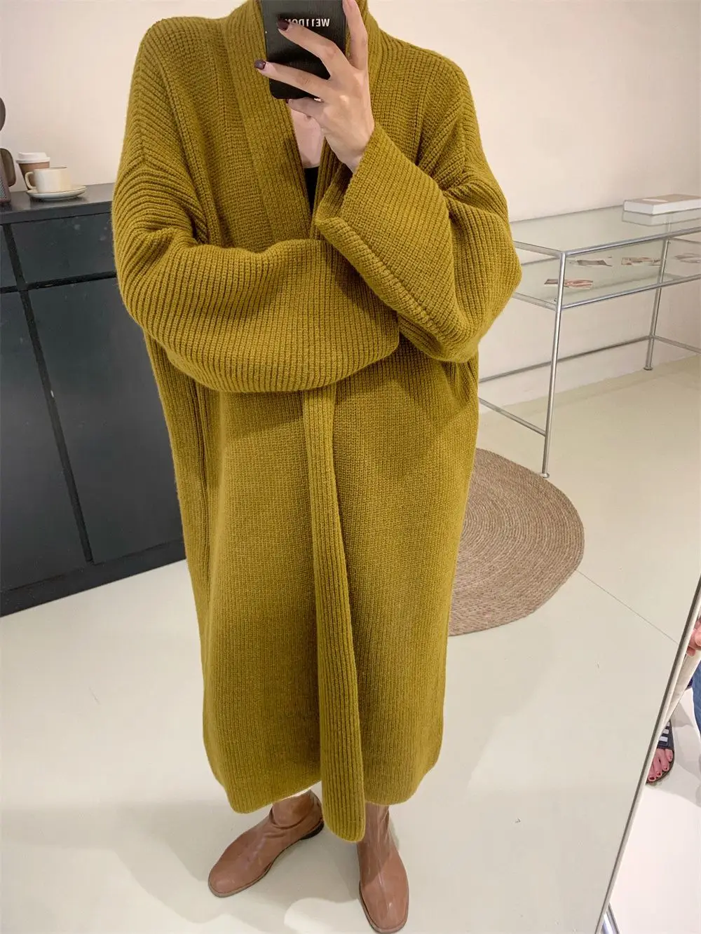 

Осенне-зимний модный женский кардиган, свободный вязаный свитер