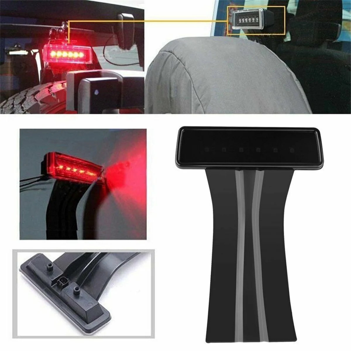 Car Third Brake Stop Light 68048581AA for JK 2007-2018 Rear High Mount Brake Signal LED Lamp Black