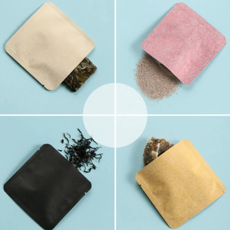 500PCS Open Top Silk Tissue Paper Foil Packaging Bag Heat Sealing Ground Coffee Tea Spice Cereals Nuts Chocolate Storage Pouches view 3