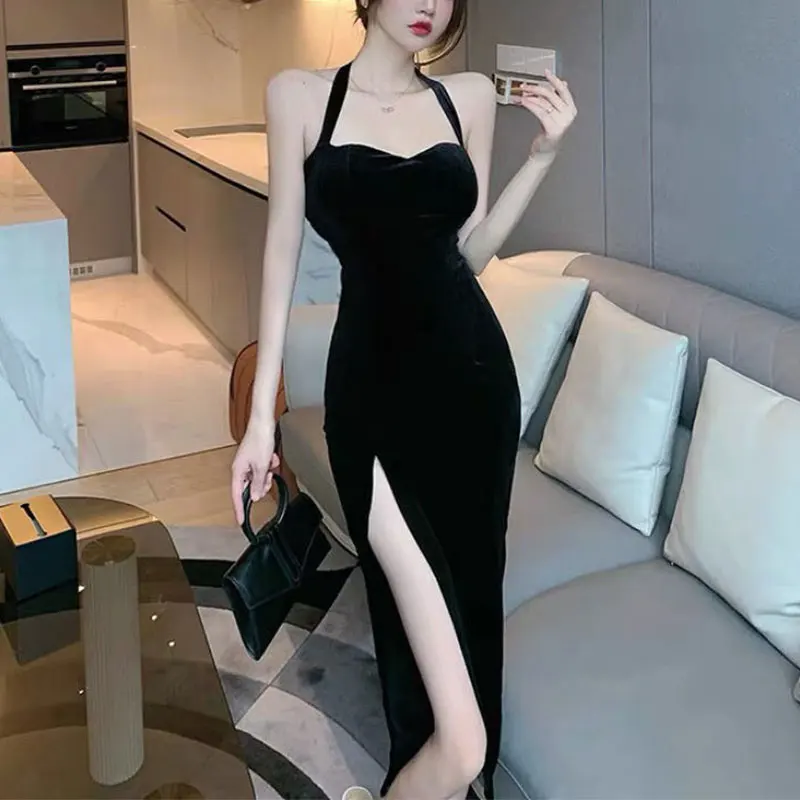 

Women's Summer Fashion Simplicity Black Sexy Halter Dress Women Clothes Office Lady Temperament Casual Elegant Strapless Dress