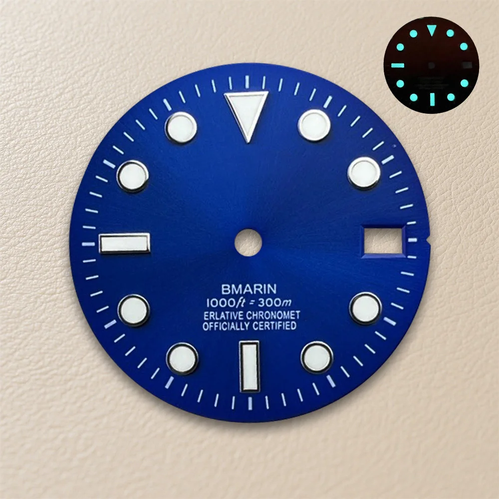 28.5mm S Logo SUB Gradient Dial Fit NH35/NH36/4R/7S Movement Ice Blue Luminous High Quality Watch Modification Accessories