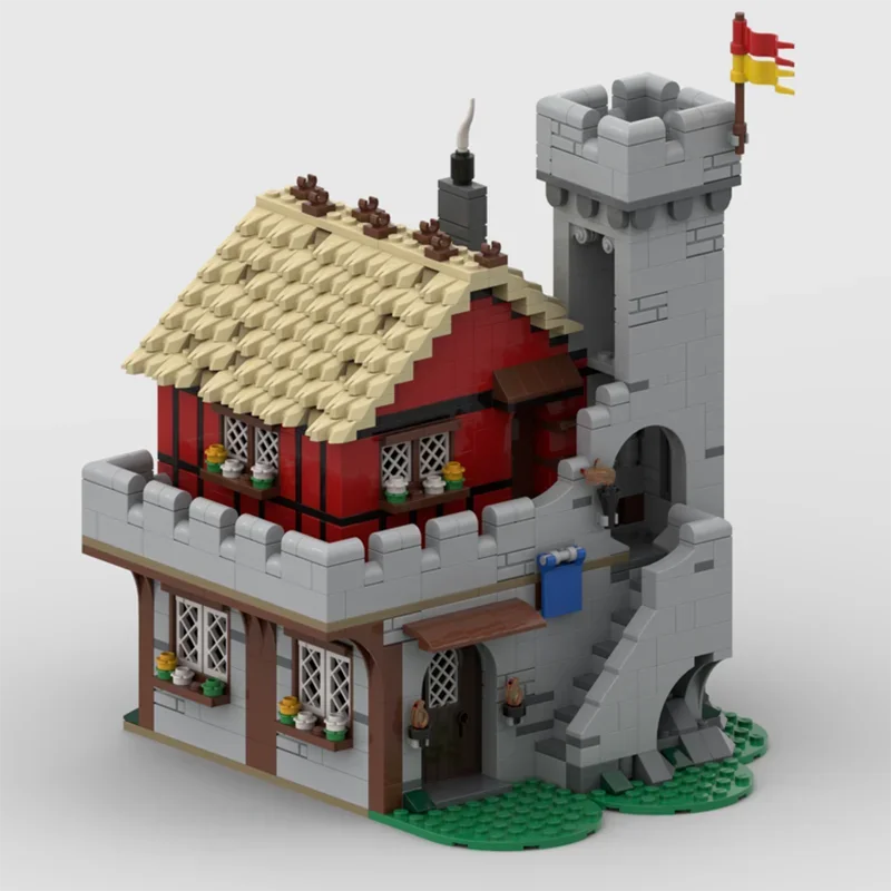 Medieval Castle Model Moc Building Block Medieval Guarded Building Model Technology Brick DIY Assembly Modular Construstion Toy