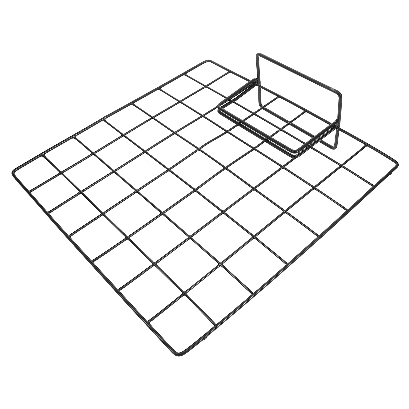

2pcs Grid Display Stand Black 35x35cm Small Base Mesh Rack Artwork Photo Booth Accessory Holder Countertop Shelf Storage