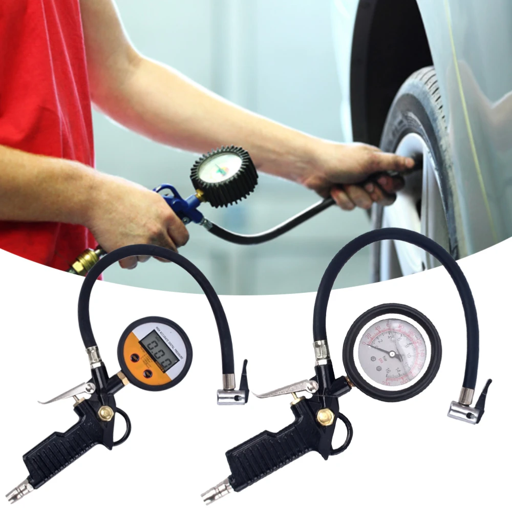 220PSI Tire Pressure Gauge for Car Motorcycle SUV Inflator Pumps Tire Repair Tools Pressure Gun Type for Air Compressor