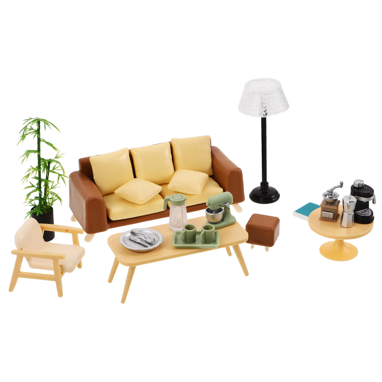 

Набор высокодетализированной миниатюрной мебели для кукольного домика: реалистичный диван и аксессуары для гостиной, идеально подходящие для творчества