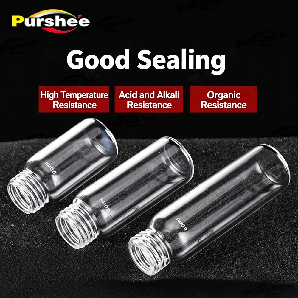 JGS2 Quartz Glass Screw Mouth Reagent Bottle 2ml-100ml High Sealing Heat Acid Alkali Resistant Lab Sample Storage Vial