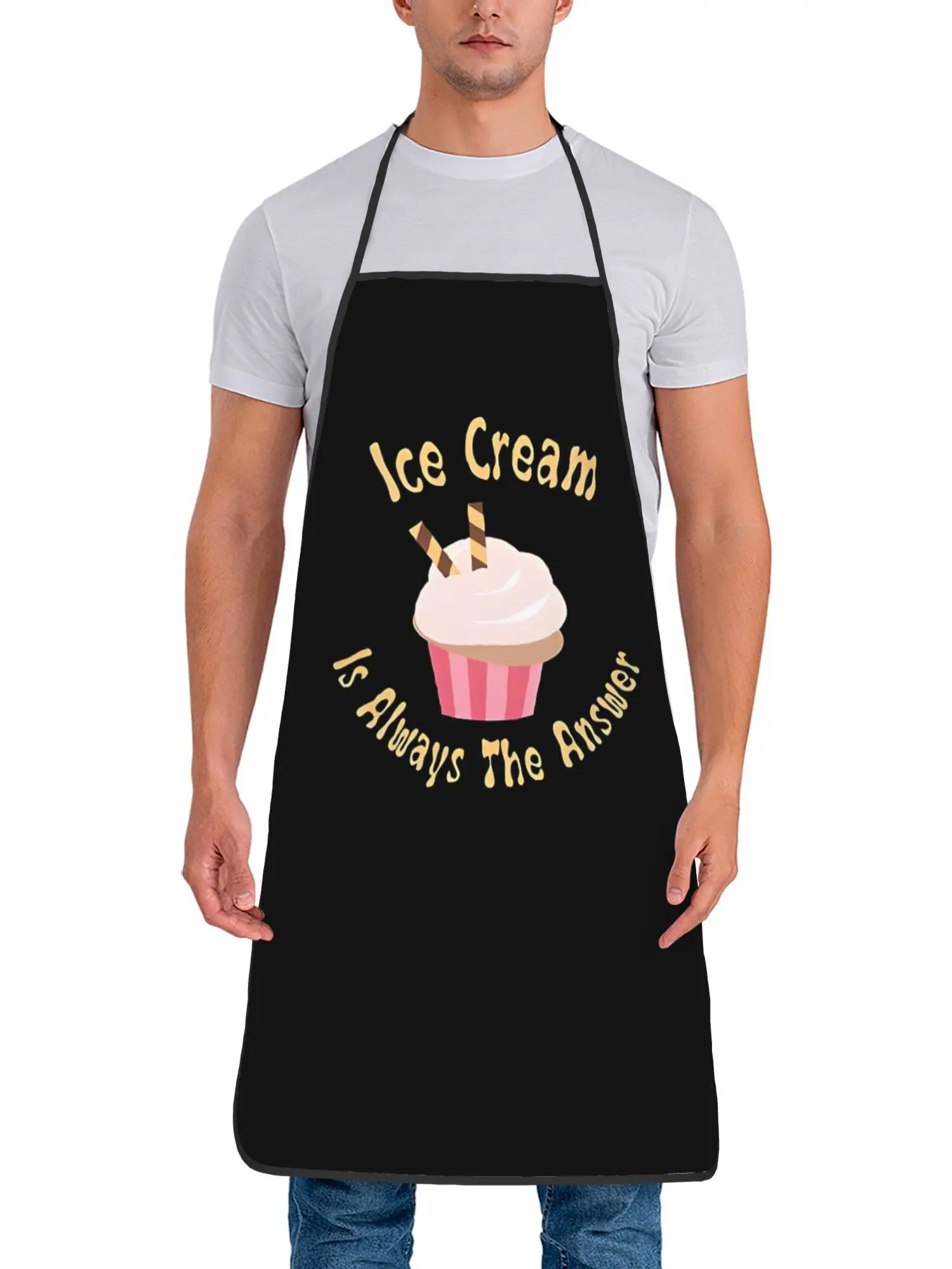Cute Ice Cream Apron, Cupcake Graphic Slogan Cooking Bib, Sweet Dessert Kitchen Decor, Gift for Women Girls