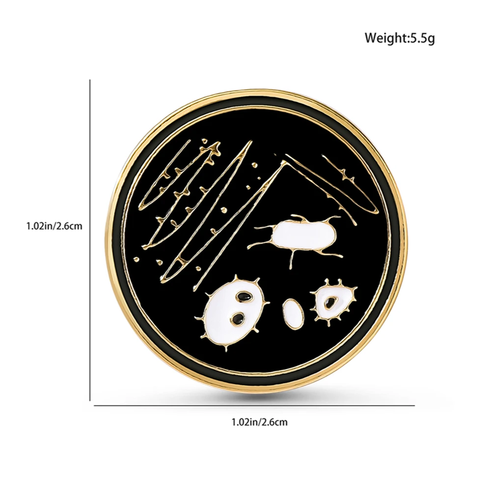 Catuni Bacteria Petri Dish Enamel Pin Biology Lab Microbe Science Lapel Badge Brooch Accessory for Scientific Researchers Gift
