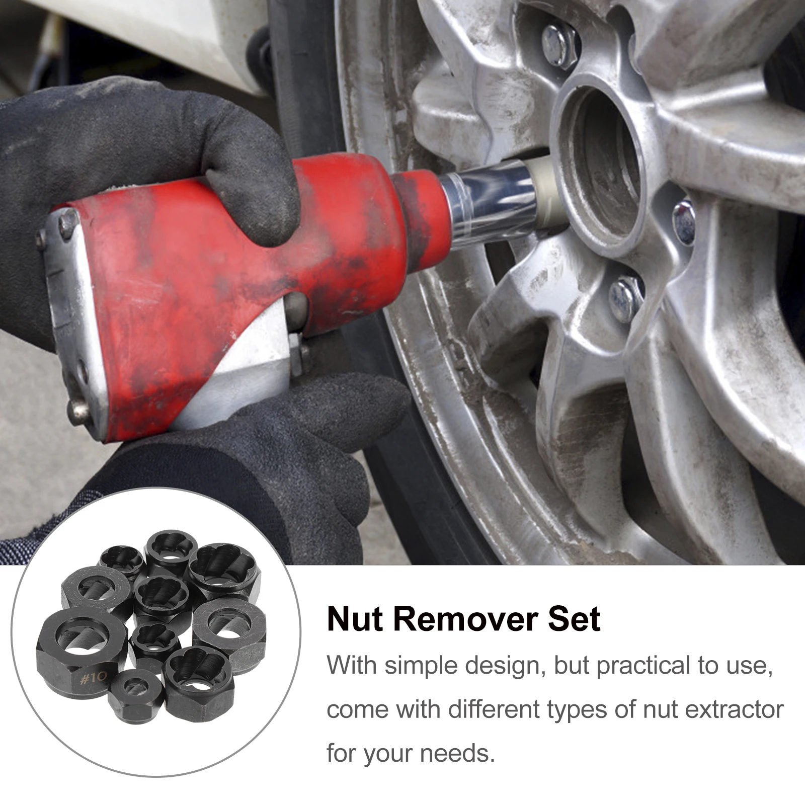 

10Pcs Bolt Nut Extractor Set Durable Sturdy Nut Remover Broken Bolt Repair Extractor Tool Hexagonal Socket Remover