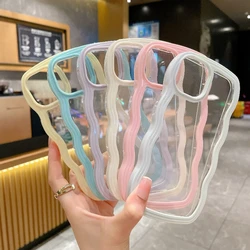 Cute Wavy-edge Candy Colors Girl Phone Case For iphone 16 15 14 13 12 11 Pro Max plus All inclusive Shockproof Bumper cover New