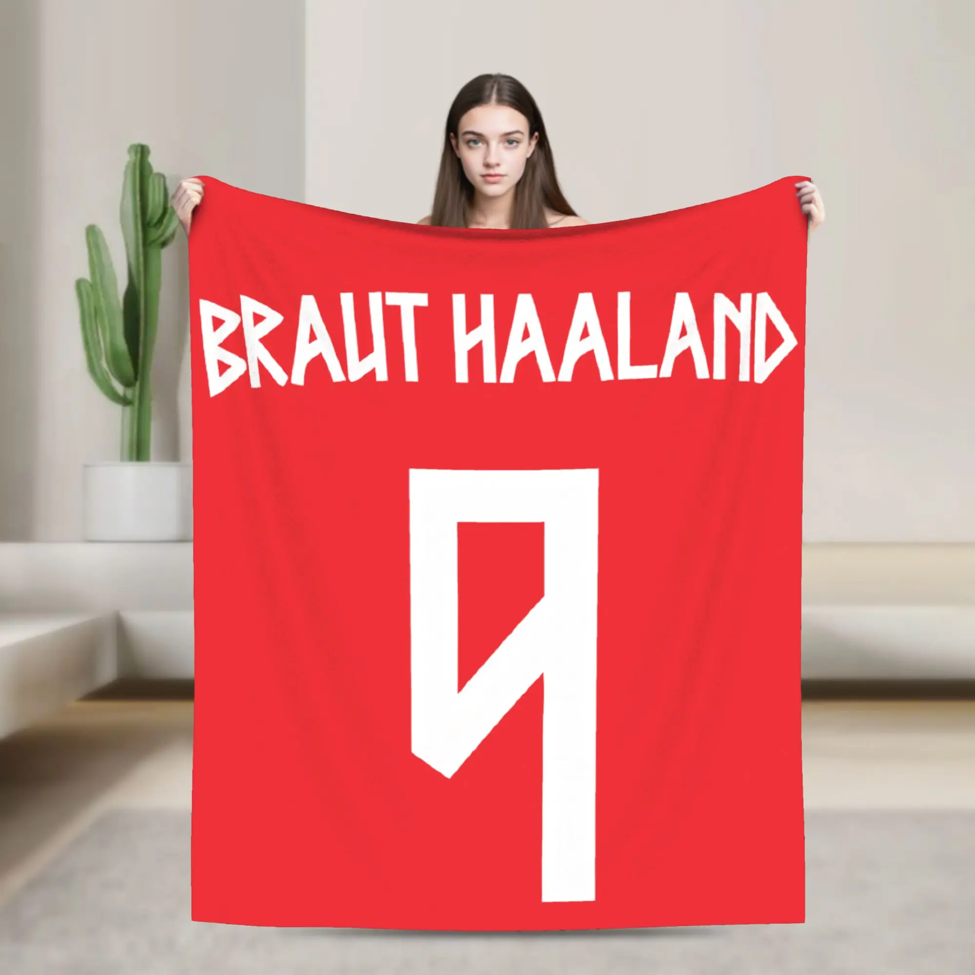 Haalands Number 9 Norway Soccer Knitted Blankets Flannel  Ultra-Soft Throw Blankets for Bedding Couch Bedroom Quilt