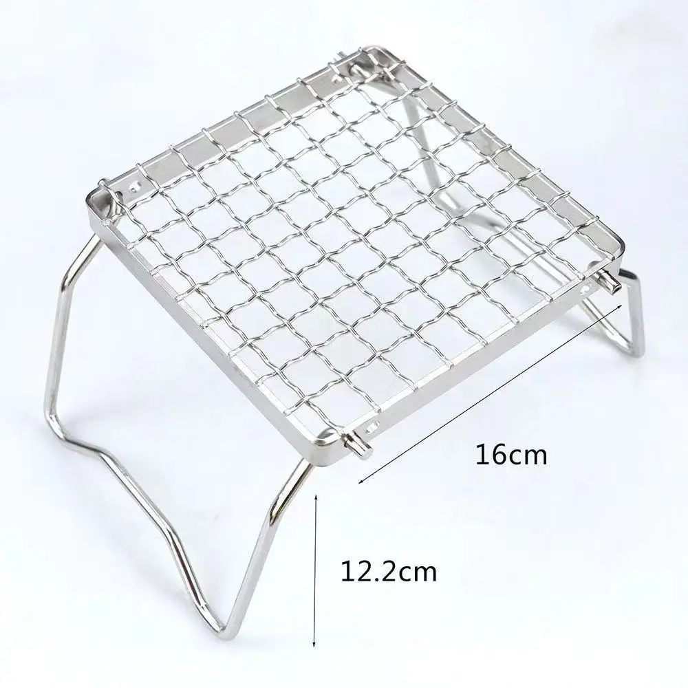 Portable Camping Grill Stove Stand Stainless Steel BBQ Net Rack Folding Outdoor Cooking Grate for Picnic Hiking Backpacking 1 Pc