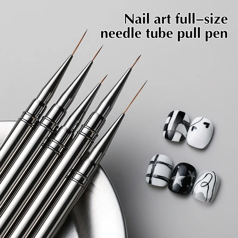 Metal Nail Art Liner Extremely Fine Details Nail Art Brush for Manicure DIY Design 6/9/12/15/18mm Painting Drawing Pen