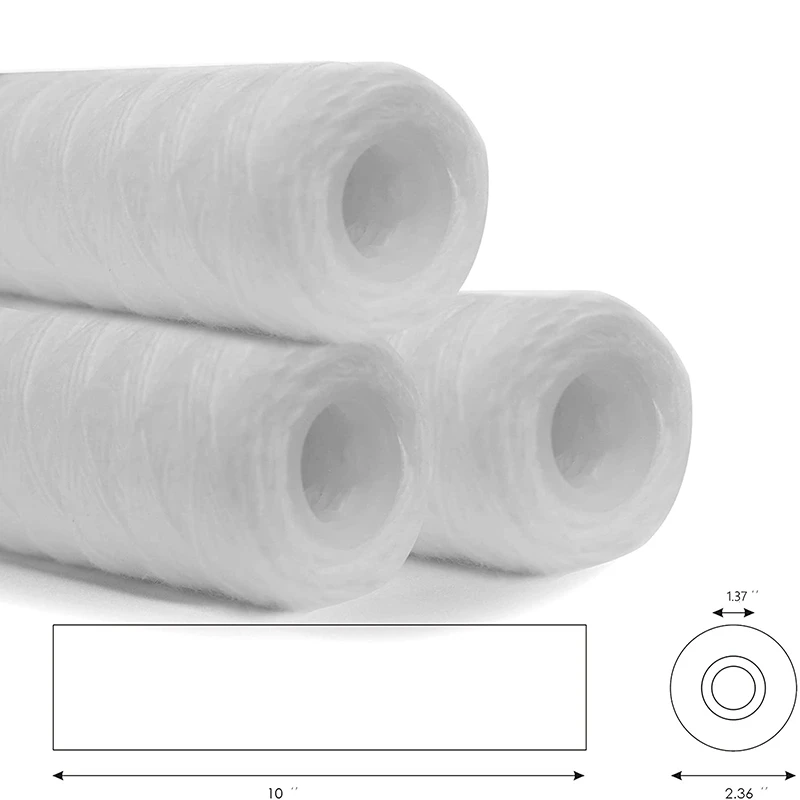 L65A-5Pc 20 Micrometre 10X2.5 Inch String Wound Sediment Water Filter,Whole House Sediment Filtration,Replacement For RO Unit