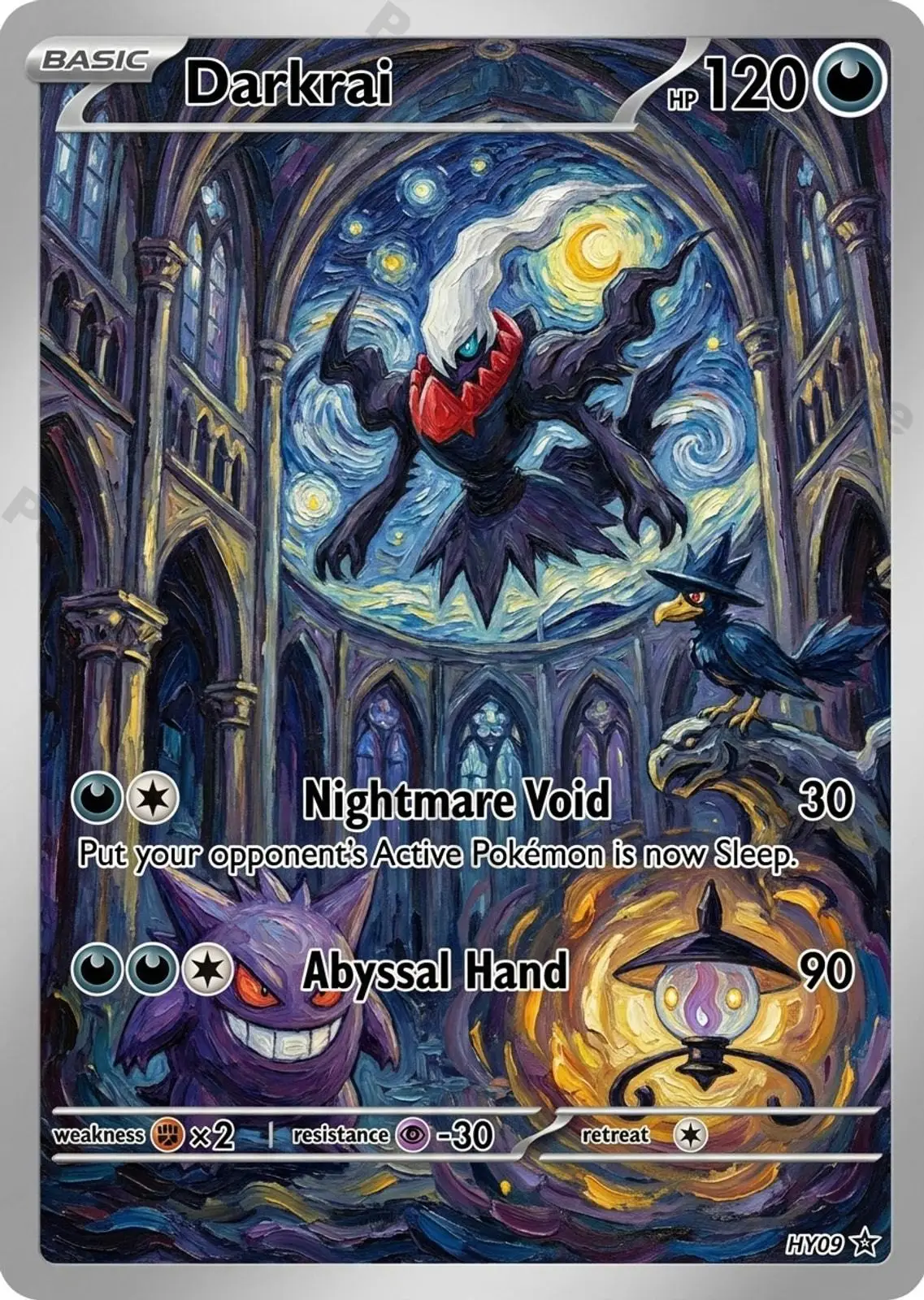 PTCG Cards PTCG Oil Painting Style Darkrai Mimikyu Zoroark Mismagius Chandelure Collection Cards Rare Cards Set PTCG Gift