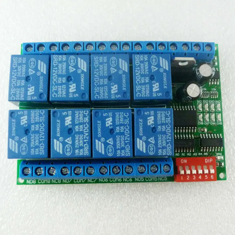 

R421A08 8 CH DC 12V RS485 Relay Module Modbus RTU 485 Remote Control Switch For PLC PTZ Camera