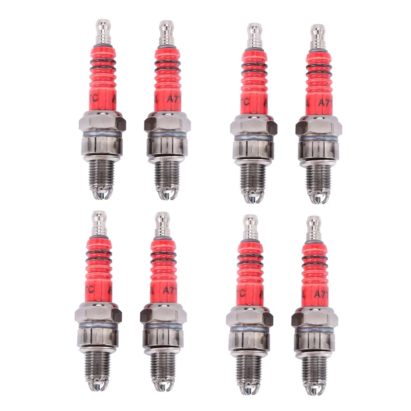 

Pack Of 8 Racing 3 Electrode Spark Plug A7tc For 50Cc 110Cc 125Cc 150Cc Atv Scooter Dirt Bike Go Kart