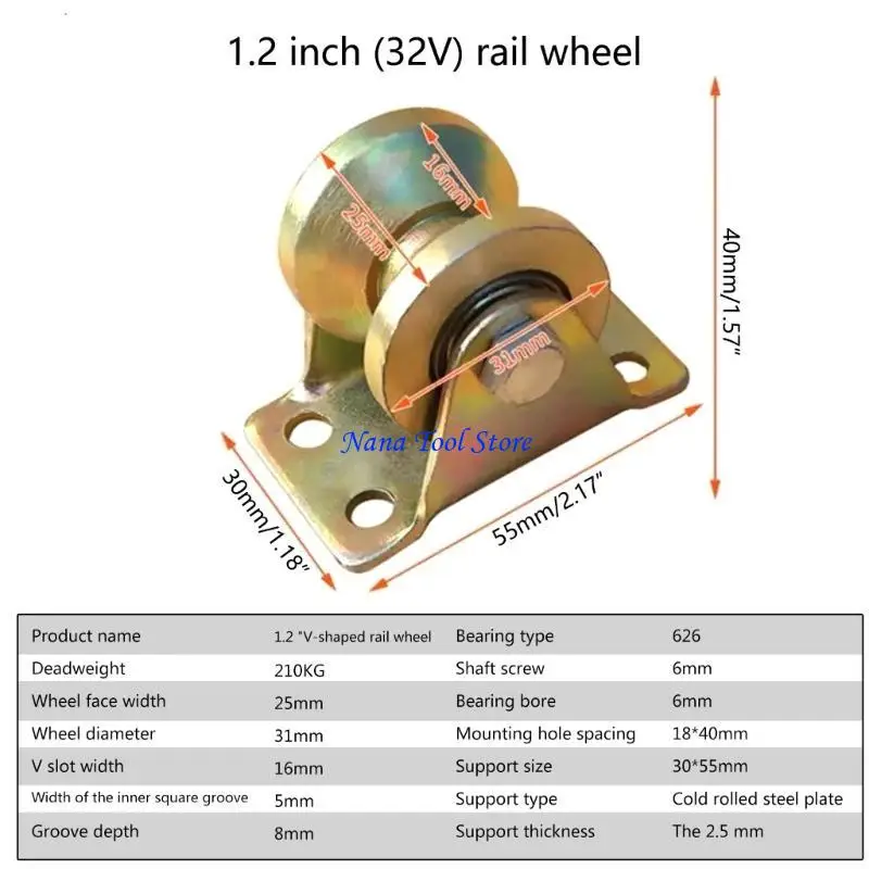 31GJ 1.2 "V-groef wiel schuifpoort casters zware rigide roller voor rollende poort