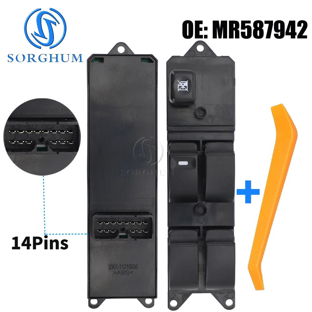

SORGHUM Left Front For Mitsubishi Lancer 2008 2009 Pajero L200 Electric Power Window Control Switch Lifter Button MR587942 14Pin