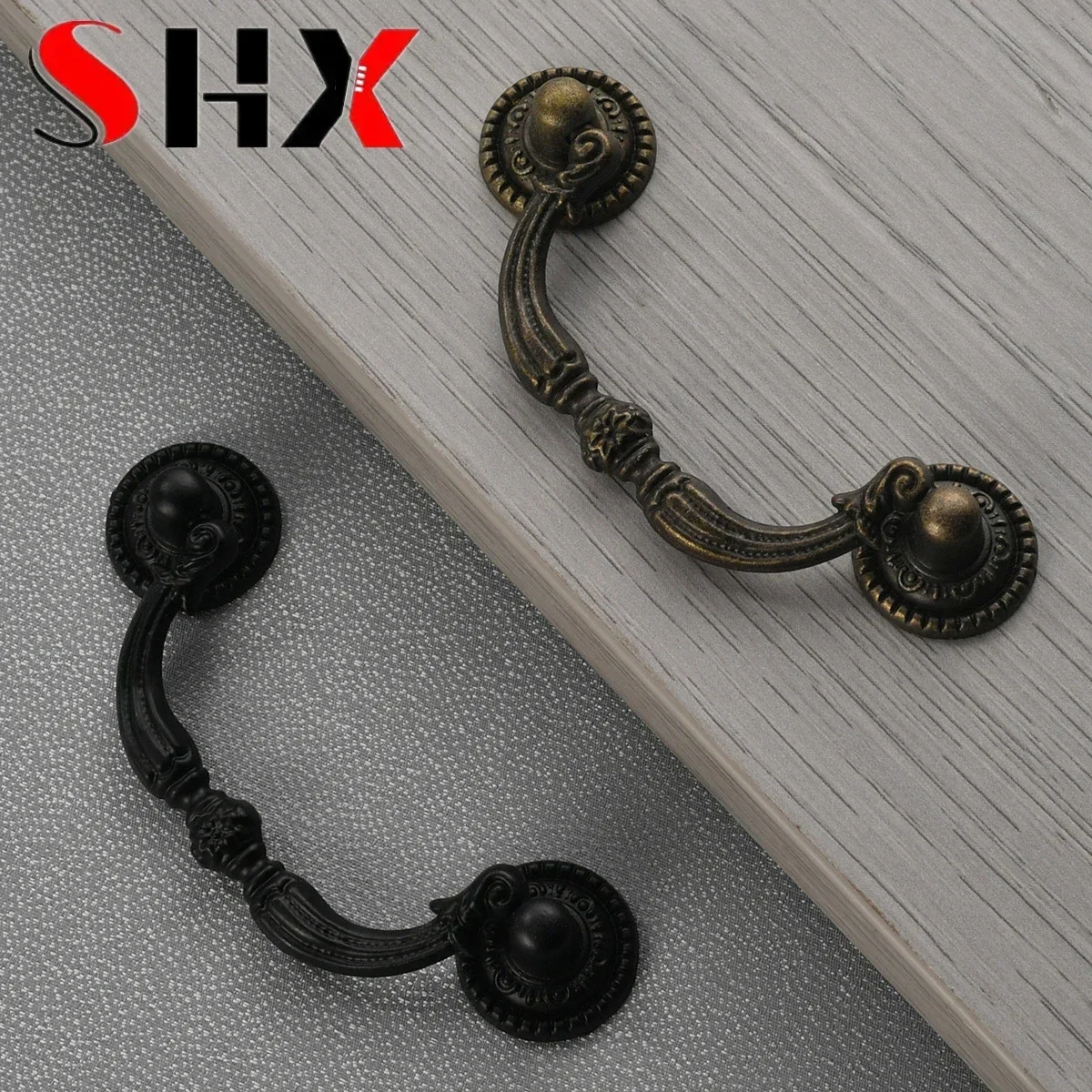 New Antique Strip Zinc Alloy Drawer Cabinet Wardrobe Leaf Handle 69mm Hole Spacing Knobs Cupboard Hardware Pull Gate Handle