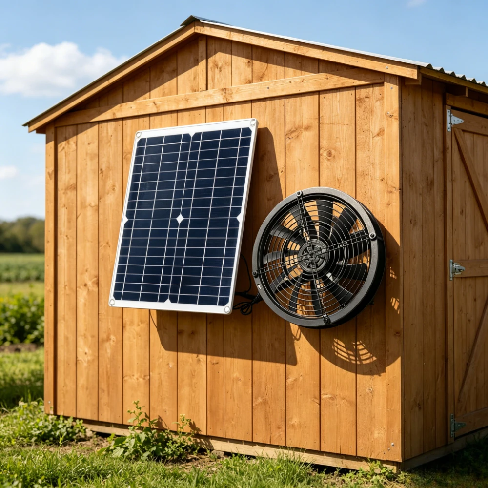 

Solar Exhaust Fan Kit 15W 25W with Waterproof Design for Greenhouse Chicken Coop Dog House RV Shed Outdoor Air Circulation